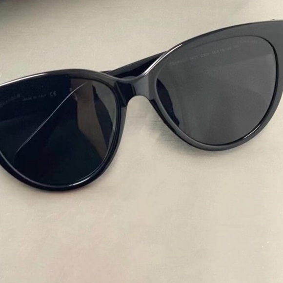 Authentic CHANEL Acetate Enamel Heart sunglasses Black Classic Cat Eye - Picture 7 of 12